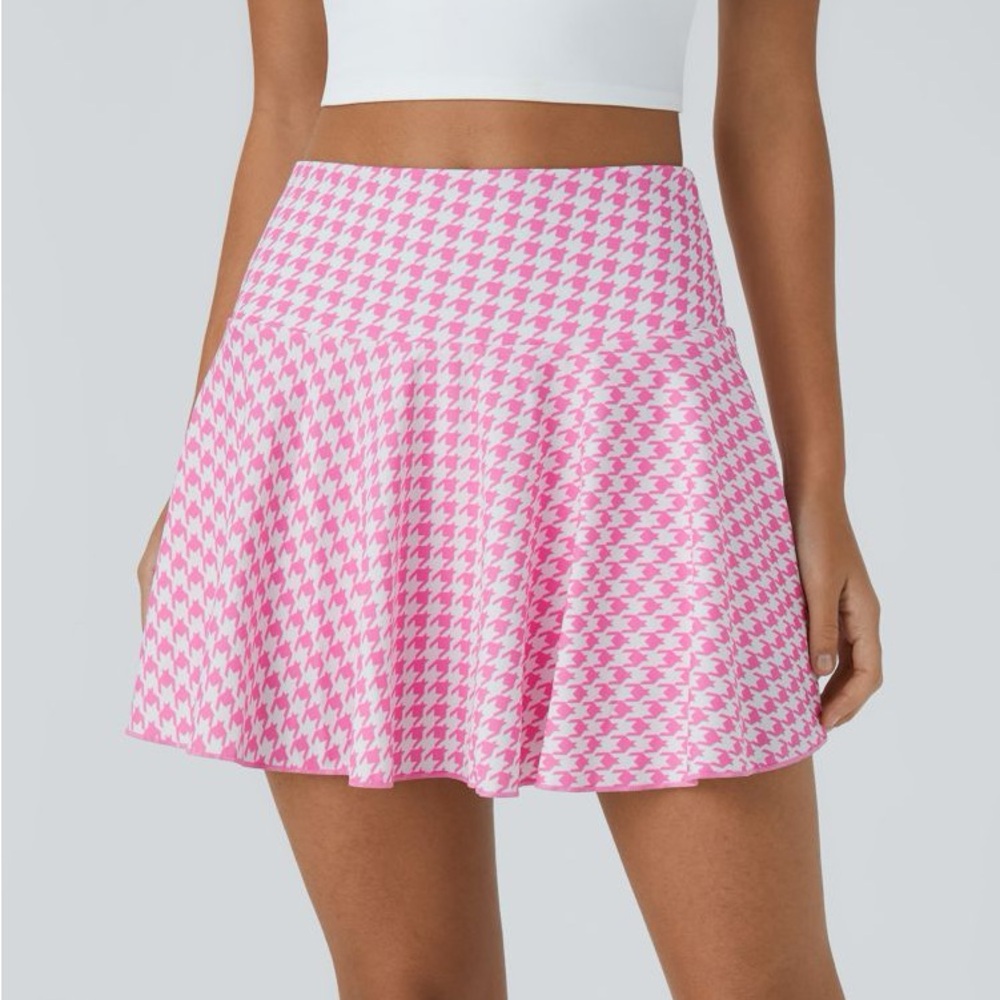 HALARA Pink Houndstooth Circle Skater Skirt - Picture 8 of 8